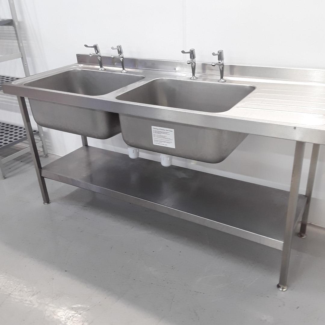 Commercial Used Stainless Double Sink 180cmW x 65cmD x 87cmH