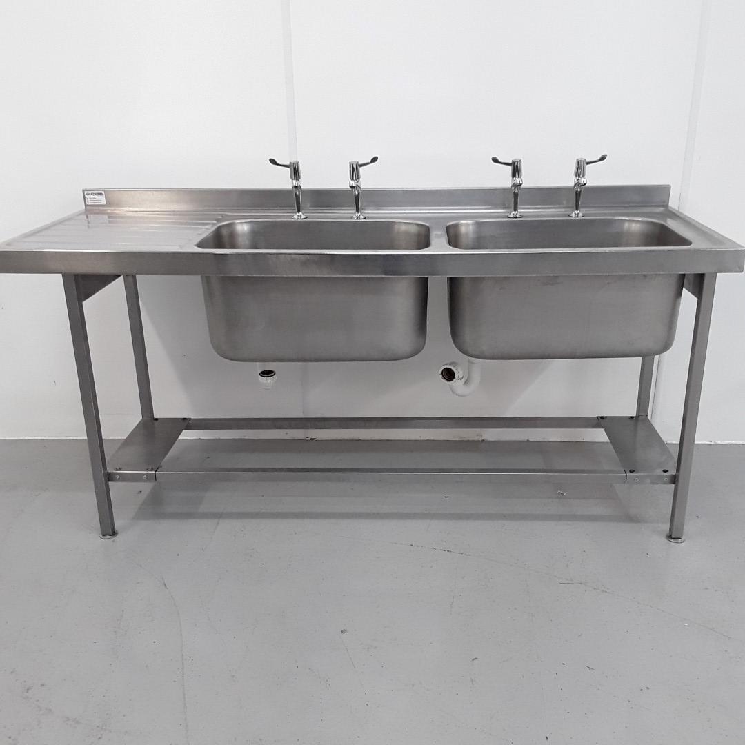 Commercial Used Stainless Double Sink 180cmW x 65cmD x 84cmH