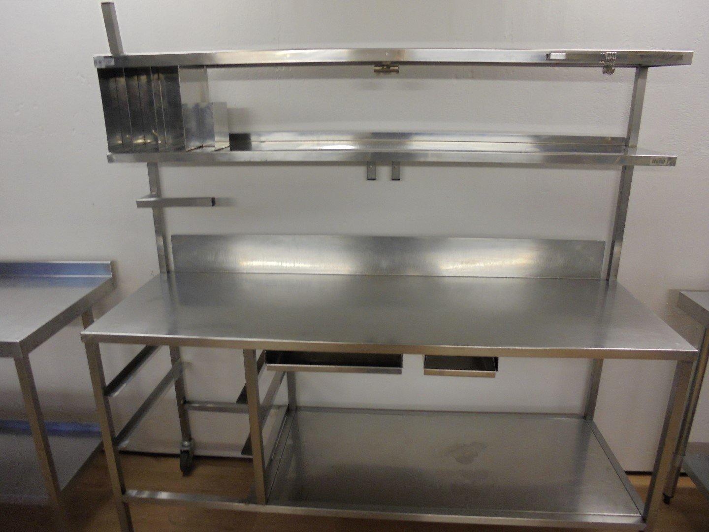 stainless steel kitchen table with shelves