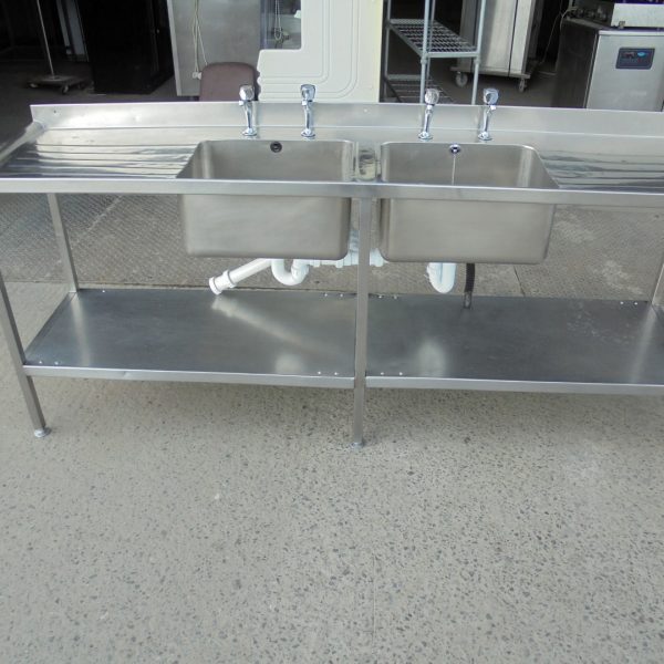 Stainless Steel Double Sink 214cmW x 54cmD x 88cmH