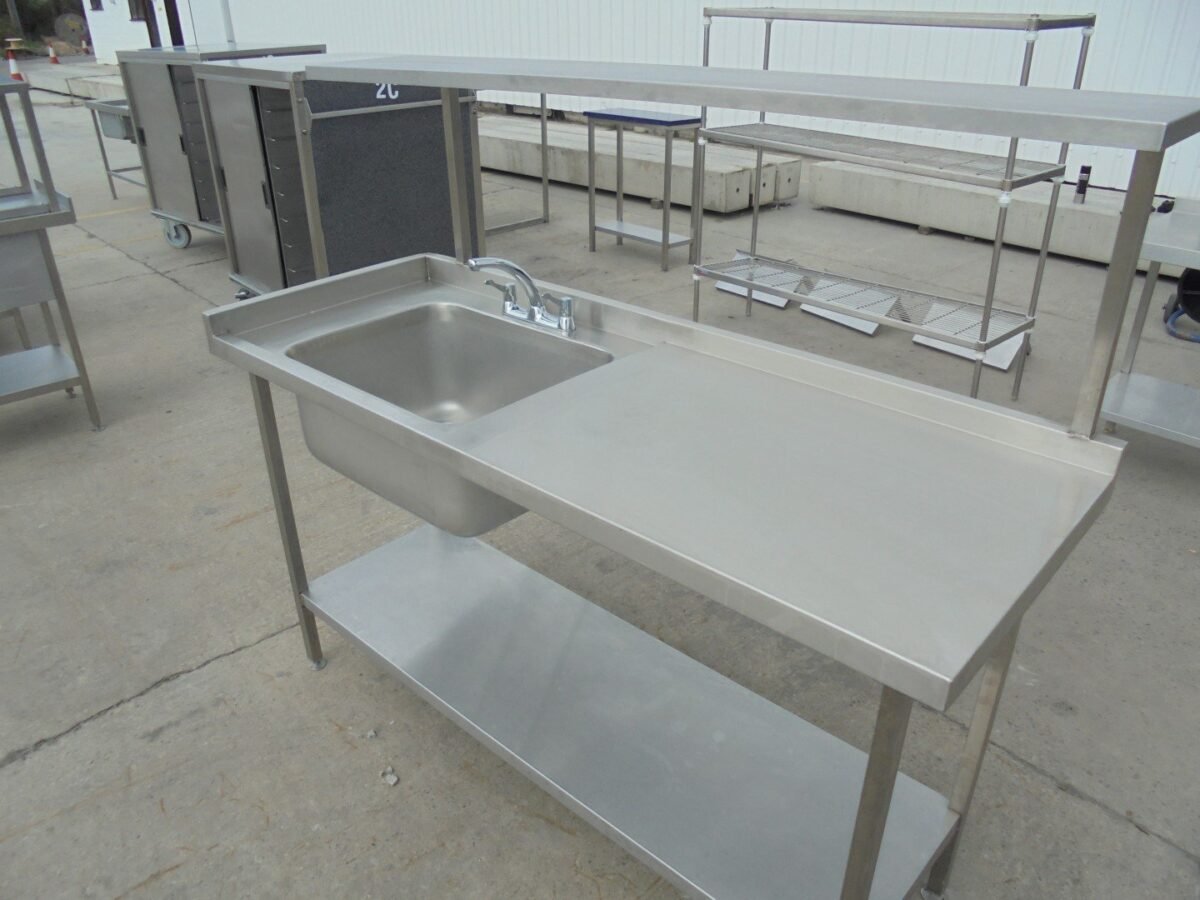 Stainless Steel Single Bowl Sink/ Table 174cmW x 65cmD x 90cmH | H2 ...