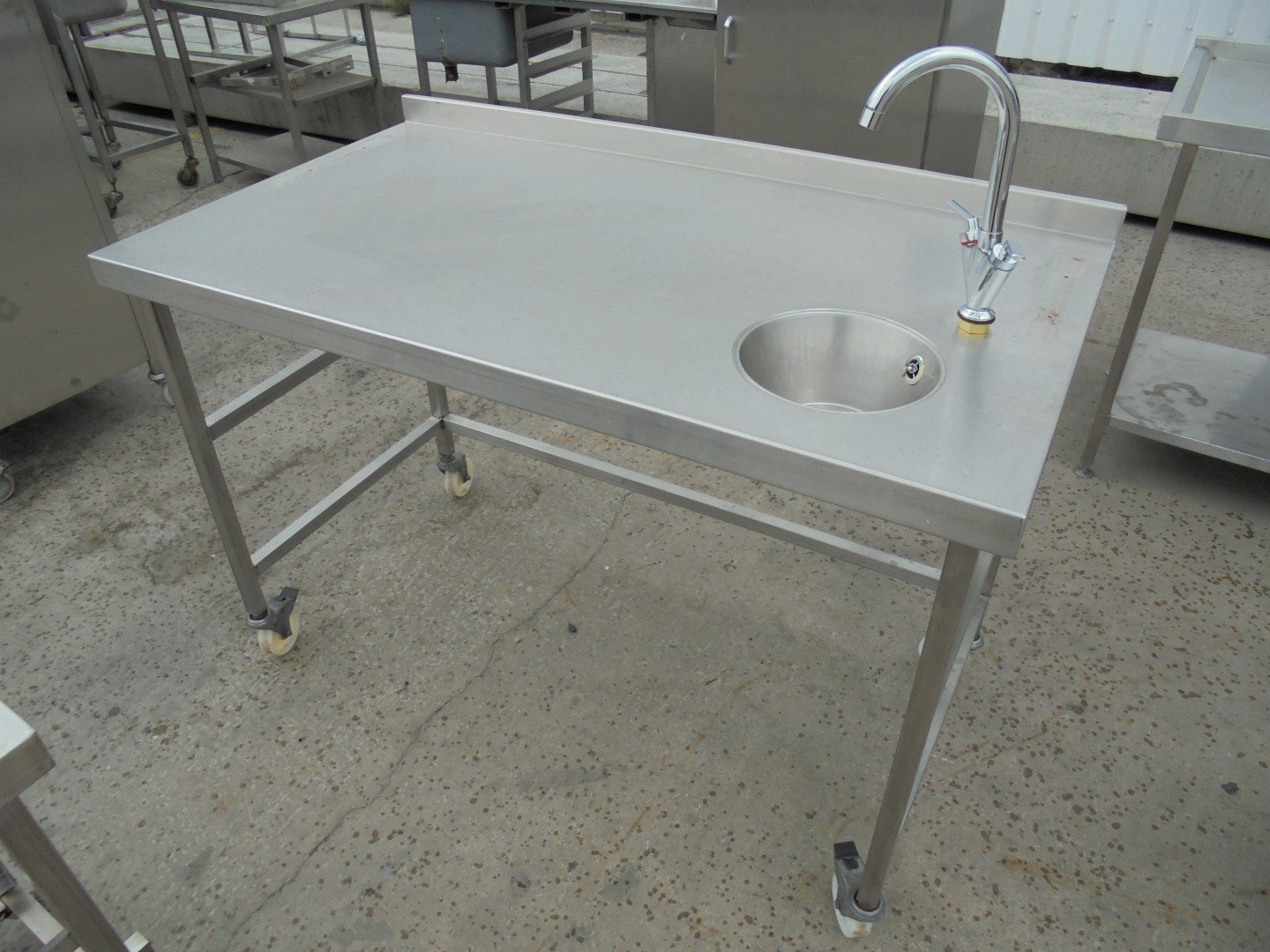 Stainless Steel Table With Hand Wash Sink 135cmW x 75cmD x ...