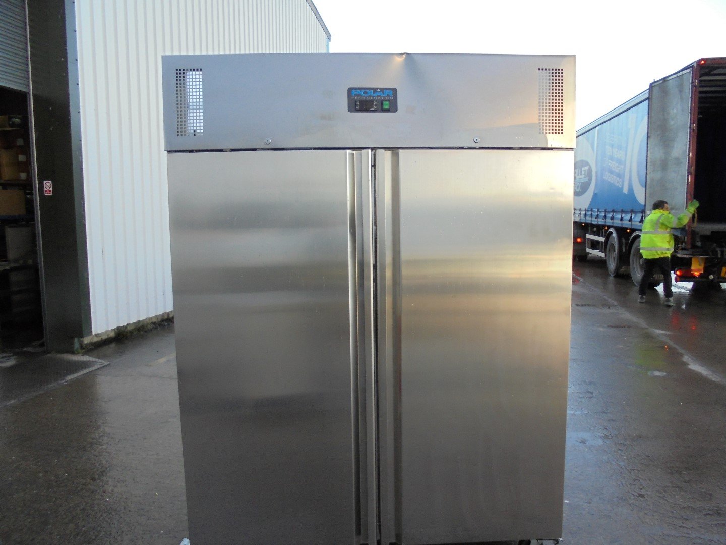 stainless steel upright freezer with reversible door